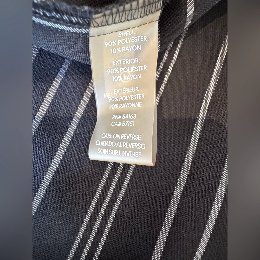 Calvin Klein Striped Black/Silver Midi Button Down Shirt Dress - Size 4 - Picture 16 of 16